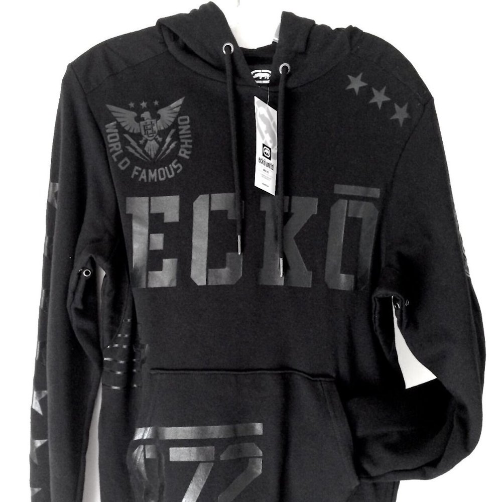 RARE Ecko Unltd Logo Hoodie Sweatshirt Jacket Black Streetwear S NWT